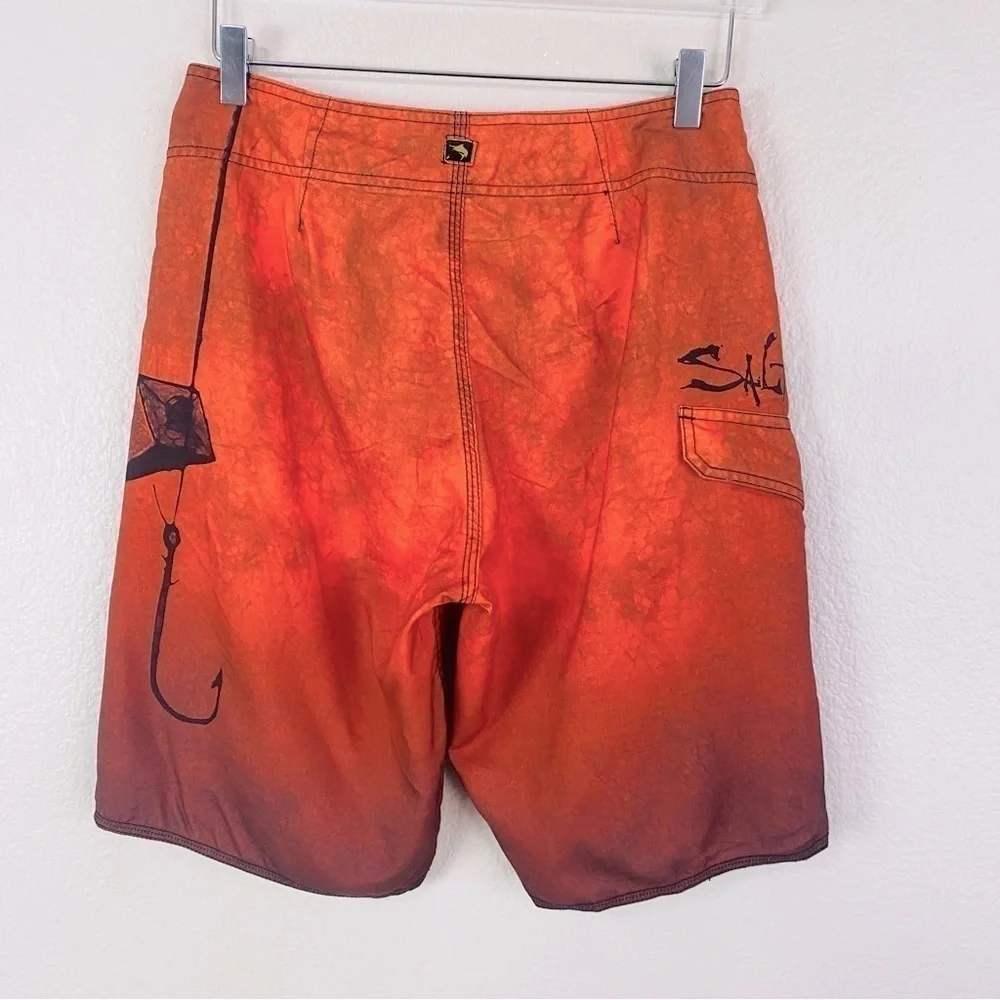 Salt Life Orange Ombré SLX QD Angular Board Shorts Size 30